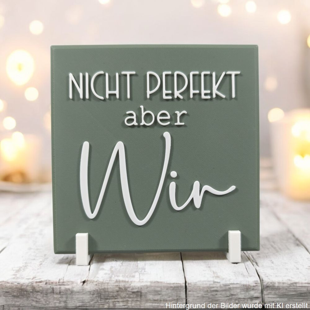 Statement Schild Nicht perfekt aber wir 3D Druck